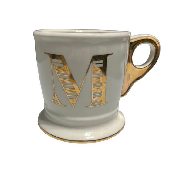 Anthroplogie Gold M  Monogram Mug - Picture 1 of 9